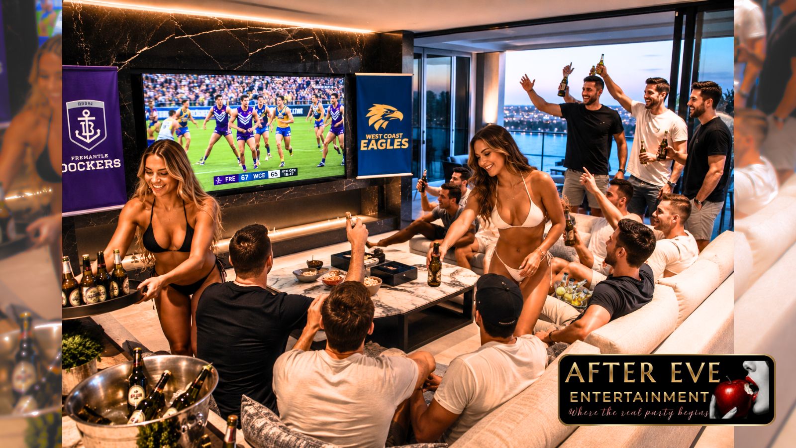 The best seat in Perth is your couch — 9 mates leaping up, beers flying, big screen glowing